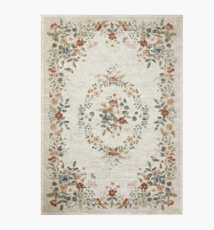 Rifle Paper Co floral rug for cottagecore bedroom floor decor